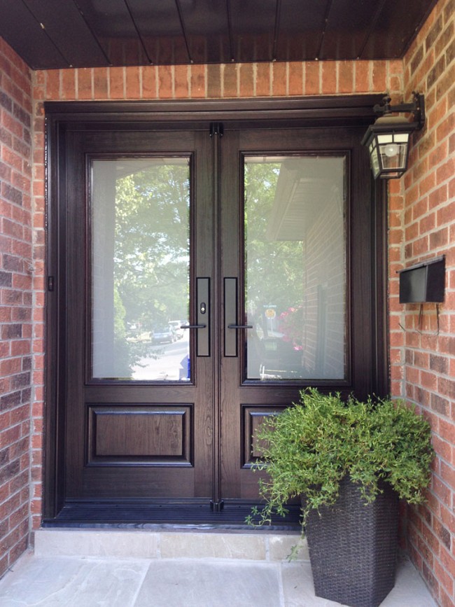 fiberglass-doors-installation-toronto-double-with-privacy-windows